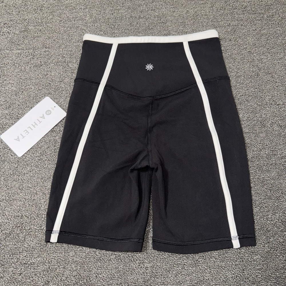NWT Athleta Ultra High Rise Elation Tipped 7" Short Black White XXS Gorpcore